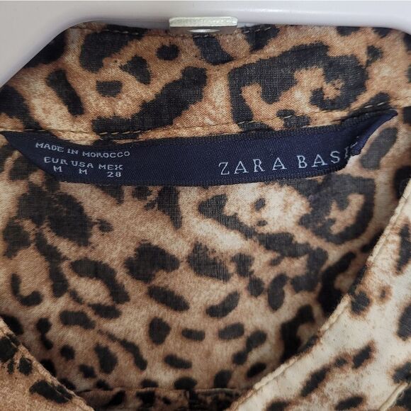 ZARA shirt big cat jaguar print oversized button‎ up cotton top M - Picture 4 of 11